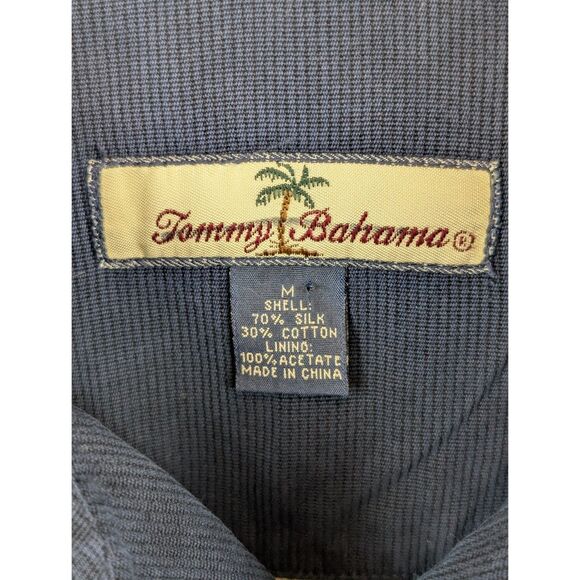 Tommy Bahama Silk Shacket w/ Pockets Navy Blue Men's Size Medium - Picture 6 of 13